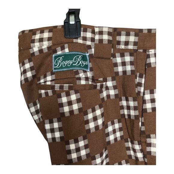 Bogey Boys Brown Big Checkered Flat Front Golf Pants Straight Leg Men's Size 34 - Picture 10 of 15